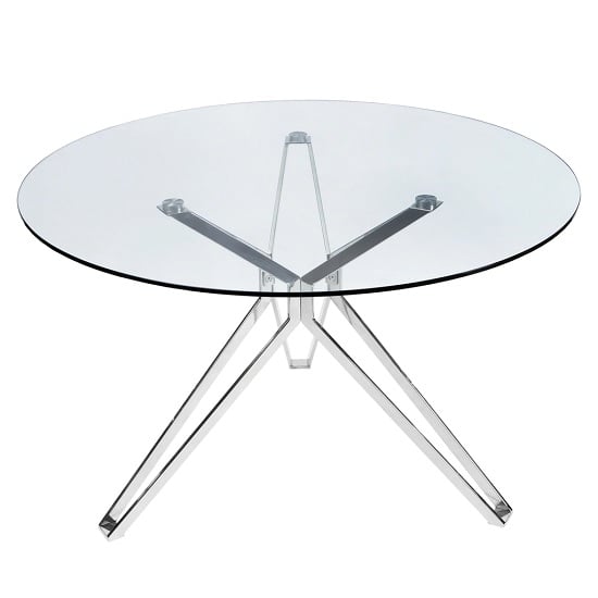 Read more about Toulouse glass dining table round in clear with chrome legs