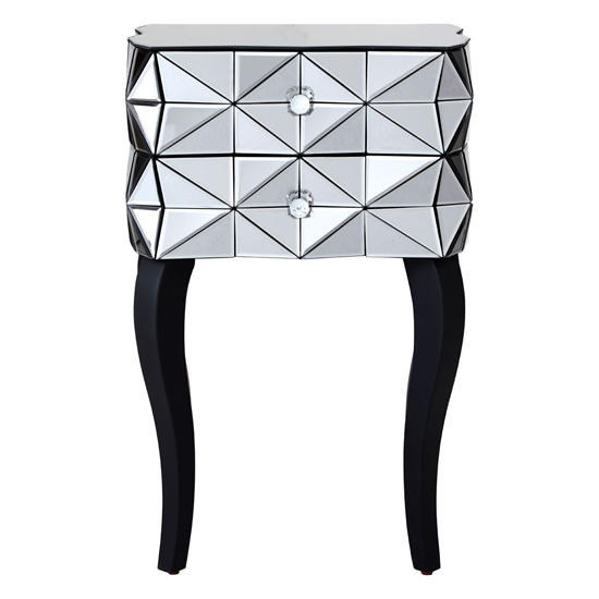 Brice Mirrored Glass Bedside Cabinet With 2 Drawers In Silver_4