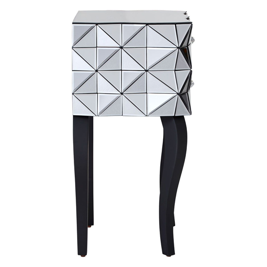 Brice Mirrored Glass Bedside Cabinet With 2 Drawers In Silver_5
