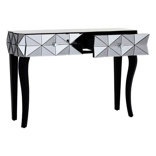 Brice Mirrored Glass Console Table With 2 Drawers In Silver