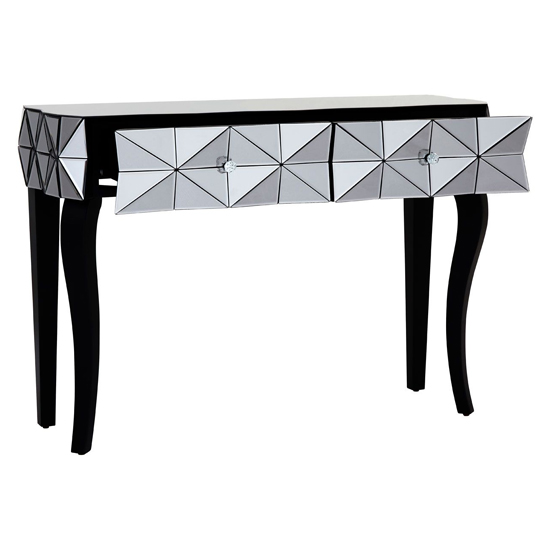 Brice Mirrored Glass Console Table With 2 Drawers In Silver