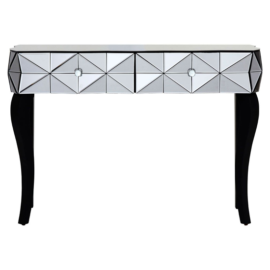 Brice Mirrored Glass Console Table With 2 Drawers In Silver