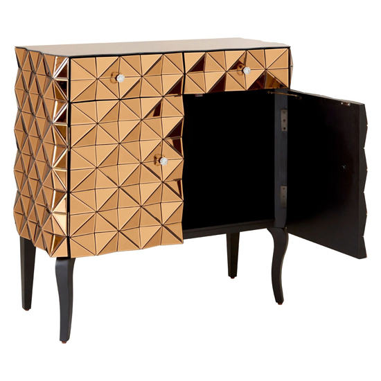 Brice Mirrored Glass Sideboard With 2 Doors 2 Drawers In Copper_2