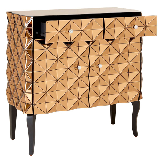 Brice Mirrored Glass Sideboard With 2 Doors 2 Drawers In Copper_5
