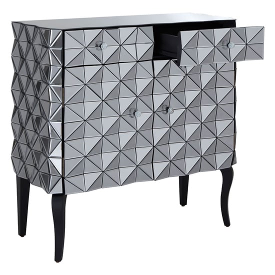 Brice Mirrored Glass Sideboard With 2 Doors 2 Drawers In Silver_4