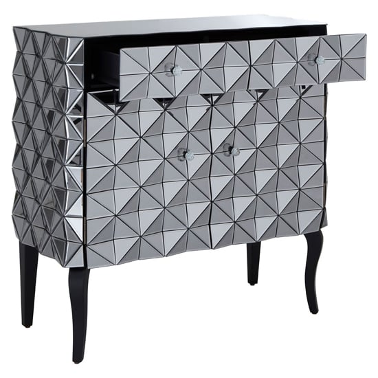 Brice Mirrored Glass Sideboard With 2 Doors 2 Drawers In Silver_5