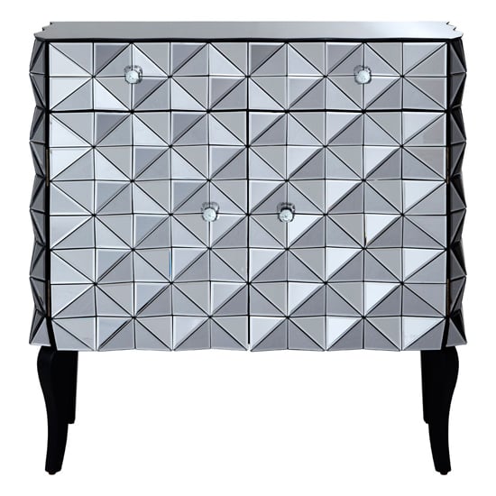 Brice Mirrored Glass Sideboard With 2 Doors 2 Drawers In Silver_6