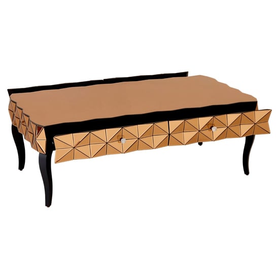 Brice Rectangular Mirrored Glass Coffee Table In Copper