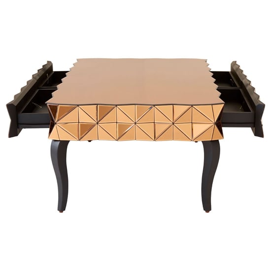 Brice Rectangular Mirrored Glass Coffee Table In Copper
