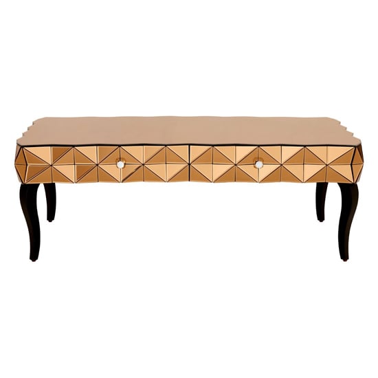Brice Rectangular Mirrored Glass Coffee Table In Copper