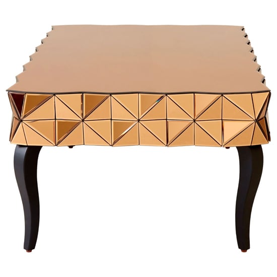 Brice Rectangular Mirrored Glass Coffee Table In Copper