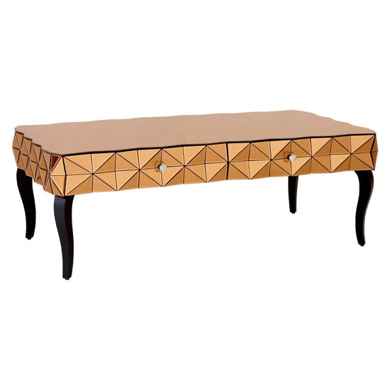 Product photograph of Brice Rectangular Mirrored Glass Coffee Table In Copper from Furniture in Fashion