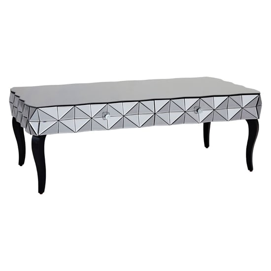 Photo of Brice rectangular mirrored glass coffee table in silver