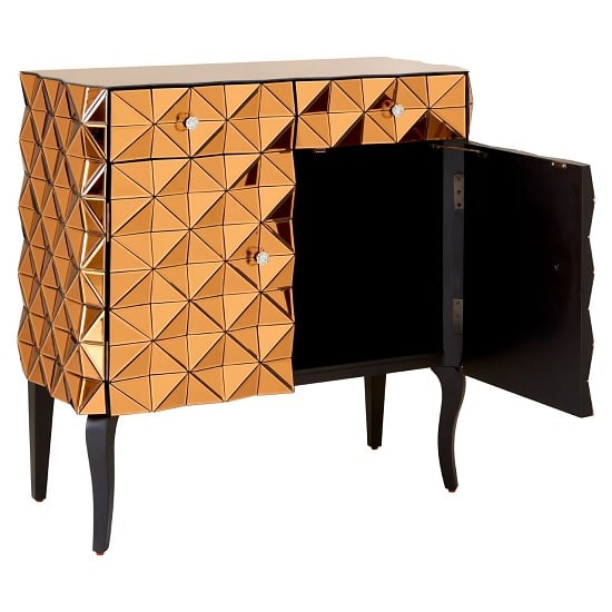 Brice Glass Storage Cabinet In Copper With Wooden Legs_2