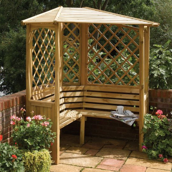 Read more about Bridgend wooden arbour in natural timber with open slatted roof