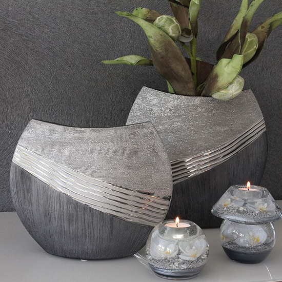 Bridgetown Ceramic Decorative Vase In Grey And Silver_2