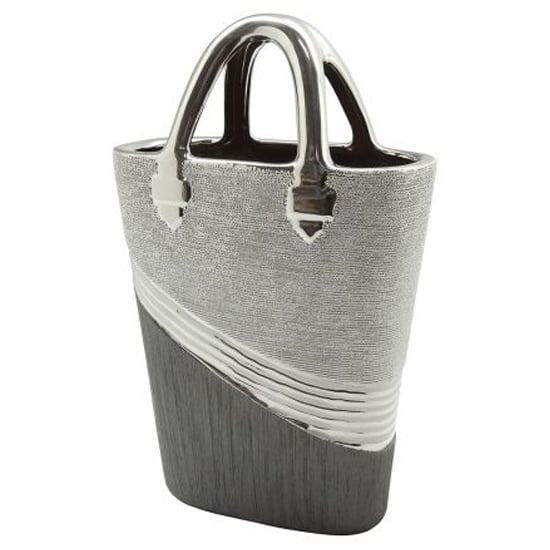 Bridgetown Ceramic Handbag Vase In Silver And Grey_2