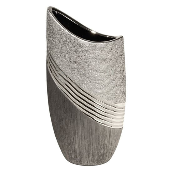 Bridgetown Ceramic Large Deco Vase In Grey And Silver_1