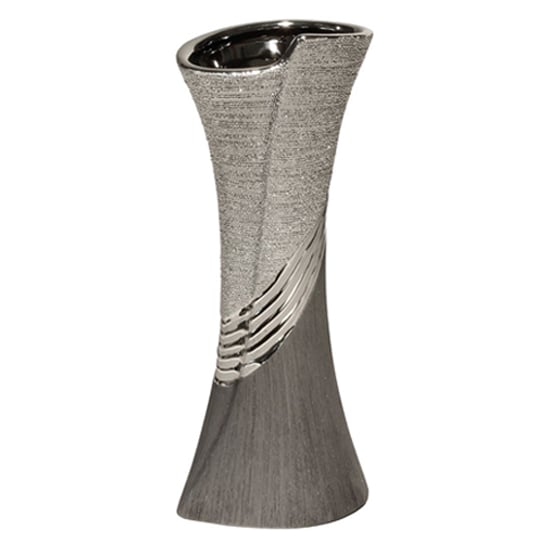 Bridgetown Ceramic Large Decorative Vase In Grey And Silver_1
