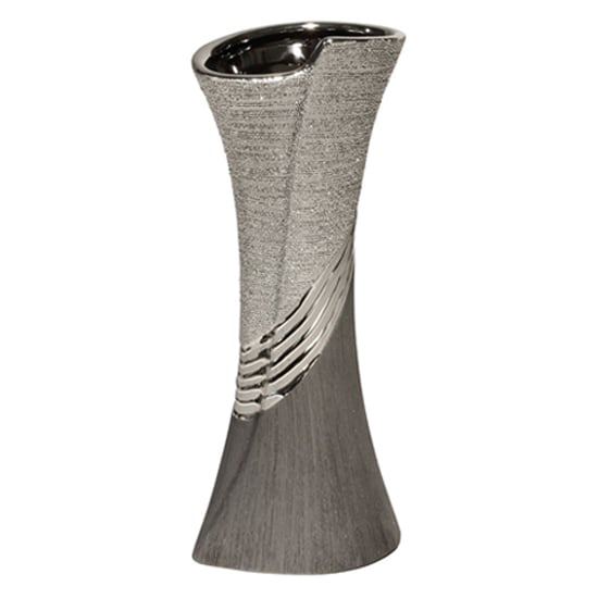 Product photograph of Bridgetown Ceramic Large Decorative Vase In Grey And Silver from Furniture in Fashion