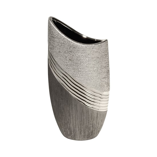 Product photograph of Bridgetown Ceramic Small Deco Vase In Grey And Silver from Furniture in Fashion