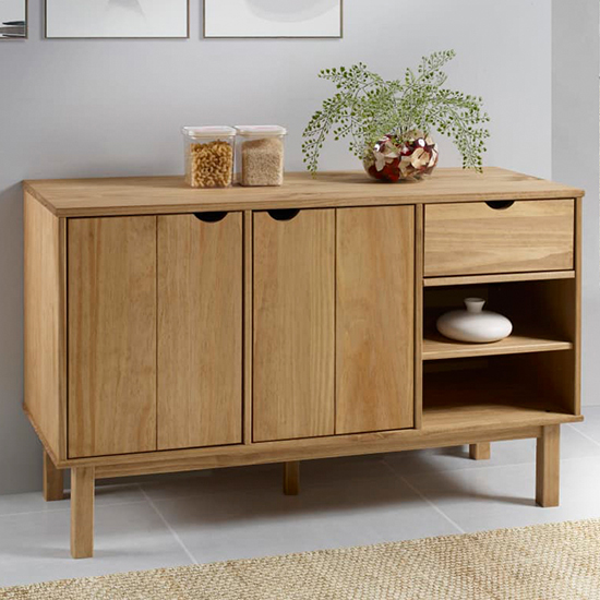 Read more about Bridie pinewood sideboard with 2 doors 1 drawer in brown