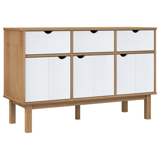Bridie Pinewood Sideboard With 3 Doors 3 Drawers In Brown White