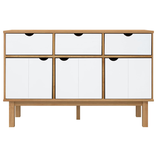 Bridie Pinewood Sideboard With 3 Doors 3 Drawers In Brown White