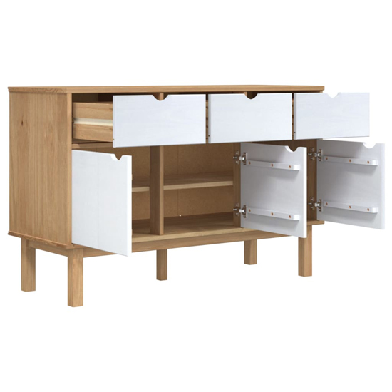 Bridie Pinewood Sideboard With 3 Doors 3 Drawers In Brown White