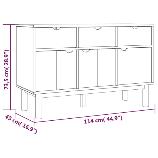 Bridie Pinewood Sideboard With 3 Doors 3 Drawers In Brown White