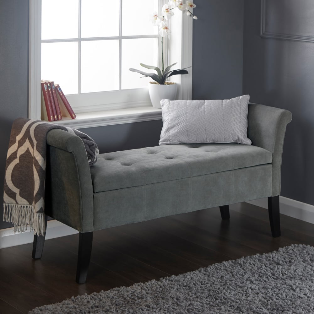 Bridport Fabric Storage Ottoman In Grey