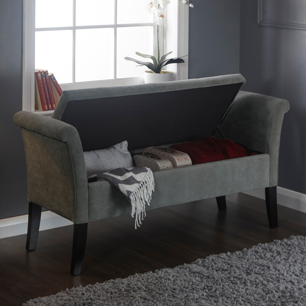 Bridport Fabric Storage Ottoman In Grey