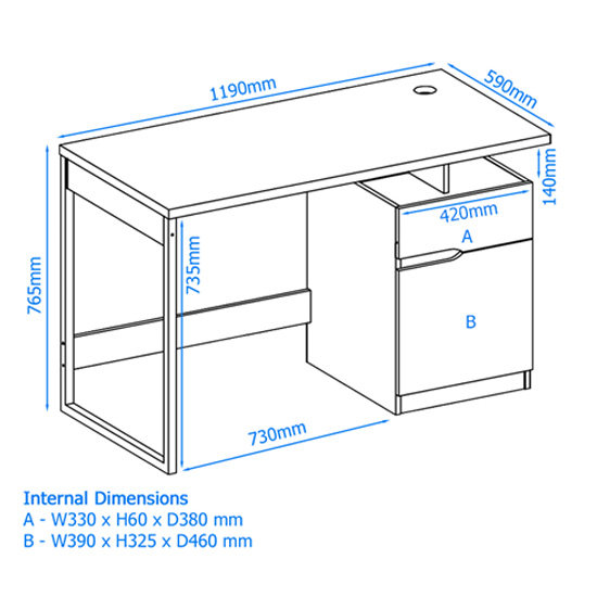 Bowburn Wooden Computer Desk In White High Gloss