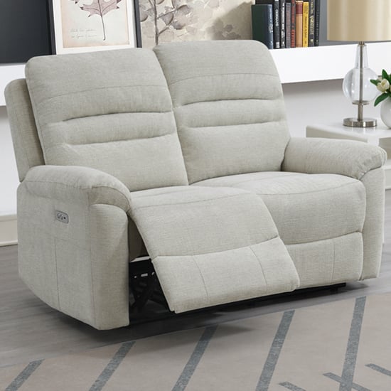 Product photograph of Brielle Fabric Electric Recliner 2 Seater Sofa In Beige from Furniture in Fashion