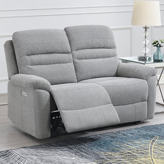 Product photograph of Brielle Fabric Electric Recliner 2 Seater Sofa In Grey from Furniture in Fashion