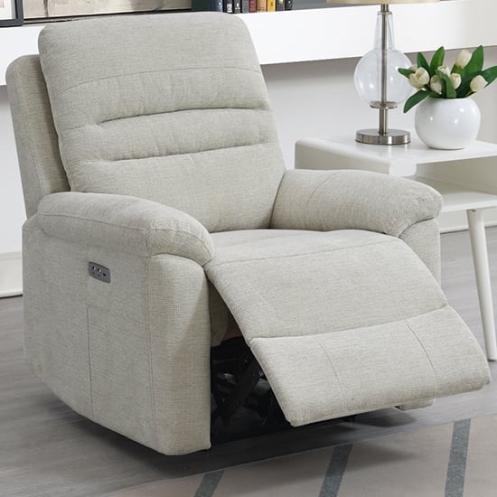 Product photograph of Brielle Fabric Electric Recliner Armchair In Beige from Furniture in Fashion