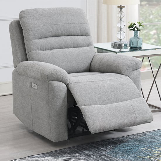 Product photograph of Brielle Fabric Electric Recliner Armchair In Grey from Furniture in Fashion