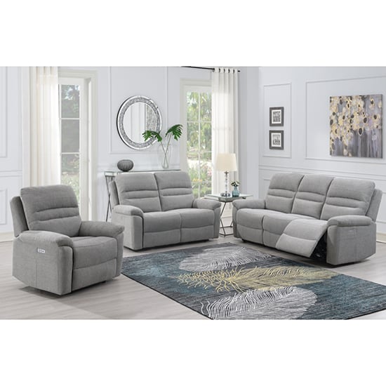 Product photograph of Brielle Fabric Electric Recliner Sofa Suite In Grey from Furniture in Fashion