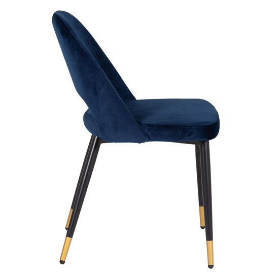 Biretta Navy Velvet Dining Chairs With Metal Frame In Pair Furniture
