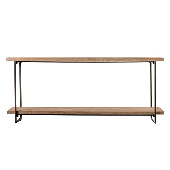 Photo of Brigade wooden coffee table with black metal frame in natural
