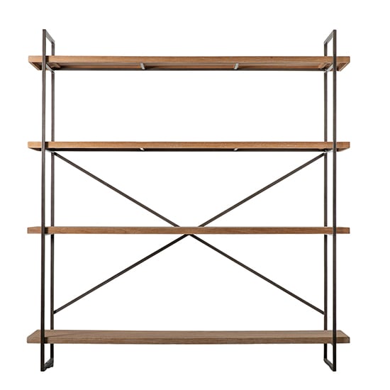 Brigade Wooden Display Unit With Black Metal Frame In Natural