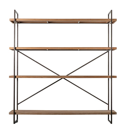 Photo of Brigade wooden display unit with black metal frame in natural