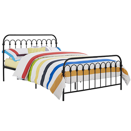 Bright Metal Double Bed In Black