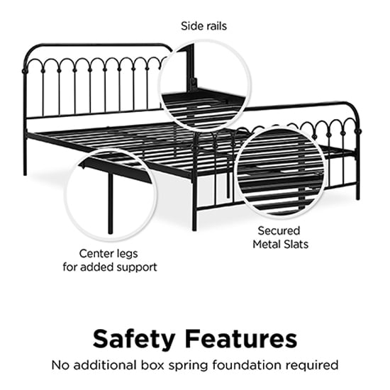 Bright Metal Double Bed In Black