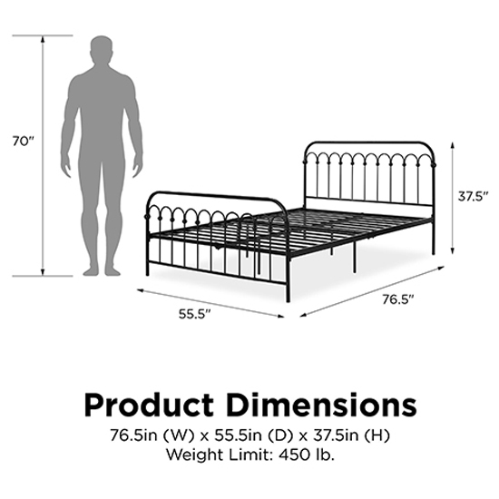 Bright Metal Double Bed In Black