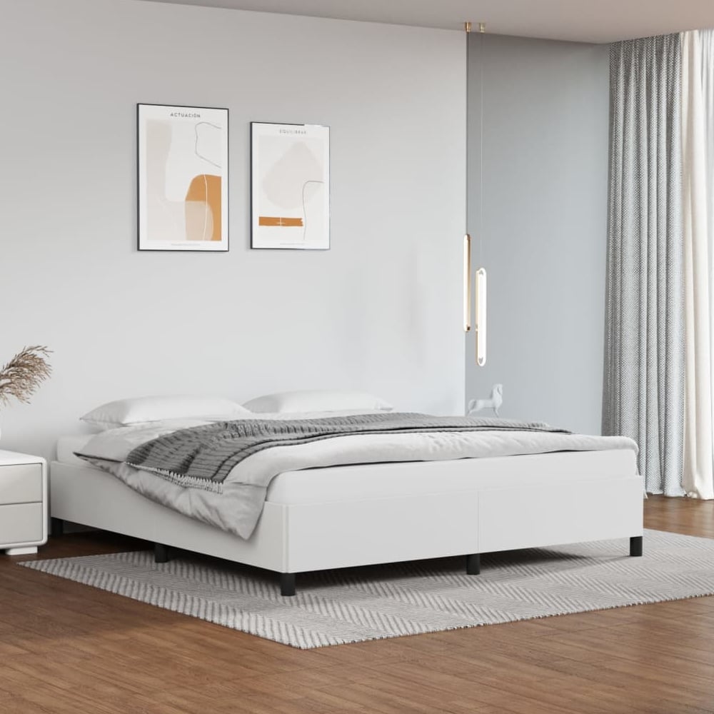 Product photograph of Brighton Faux Leather Super King Size In White from Furniture in Fashion