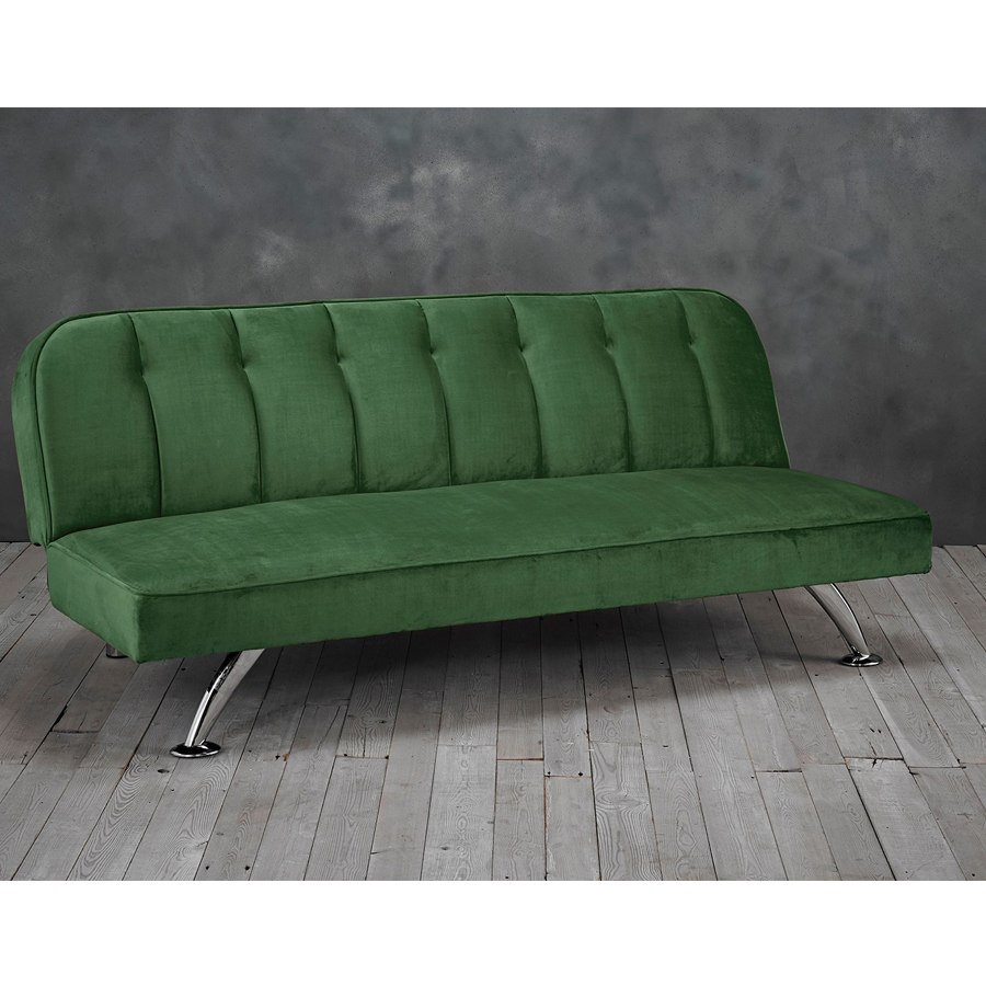 Madison Velvet Upholstered Sofa Bed In Mustard With Gold Legs FiF