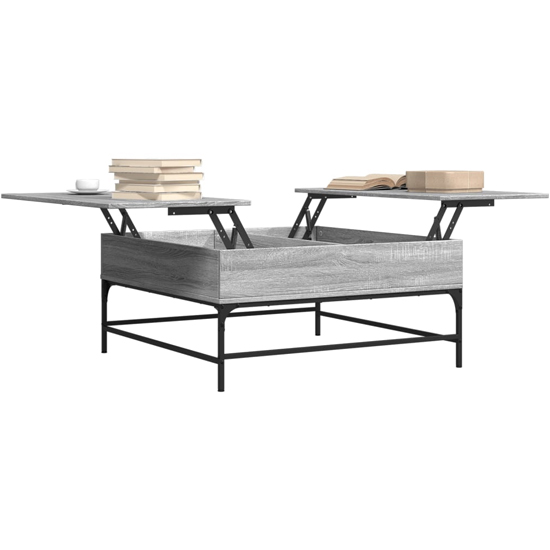 Brighton Wooden Coffee Table With Metal Frame In Grey Sonoma