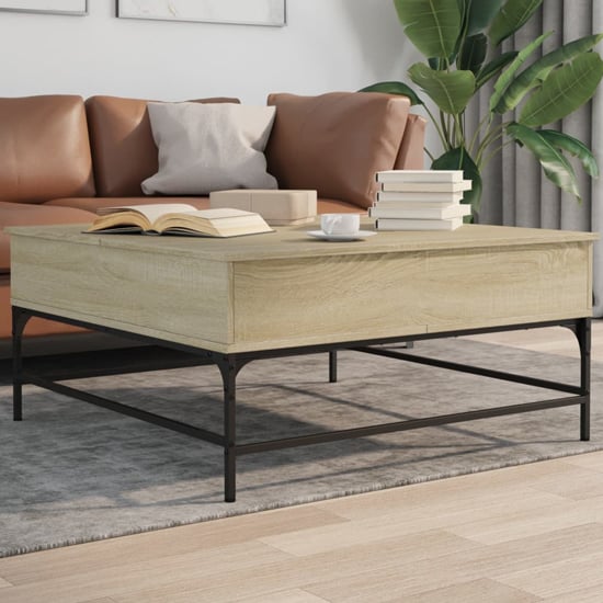 Read more about Brighton wooden coffee table with metal frame in sonoma oak