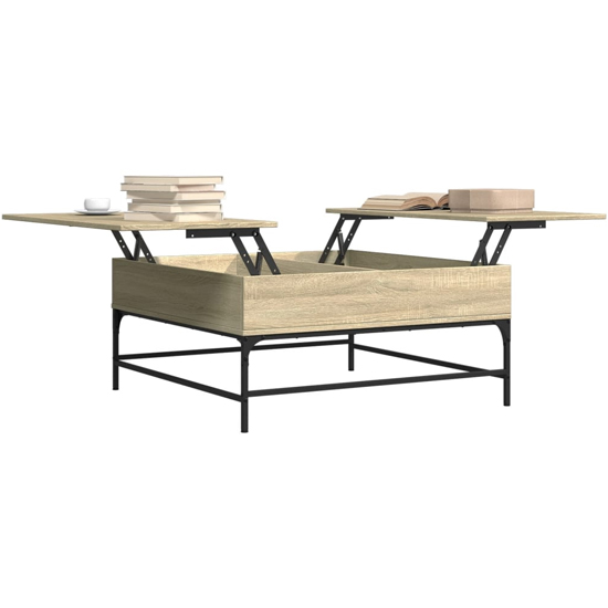 Brighton Wooden Coffee Table With Metal Frame In Sonoma Oak